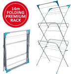 Three-tier foldable clothes drying rack, clothesline, 14-meter length